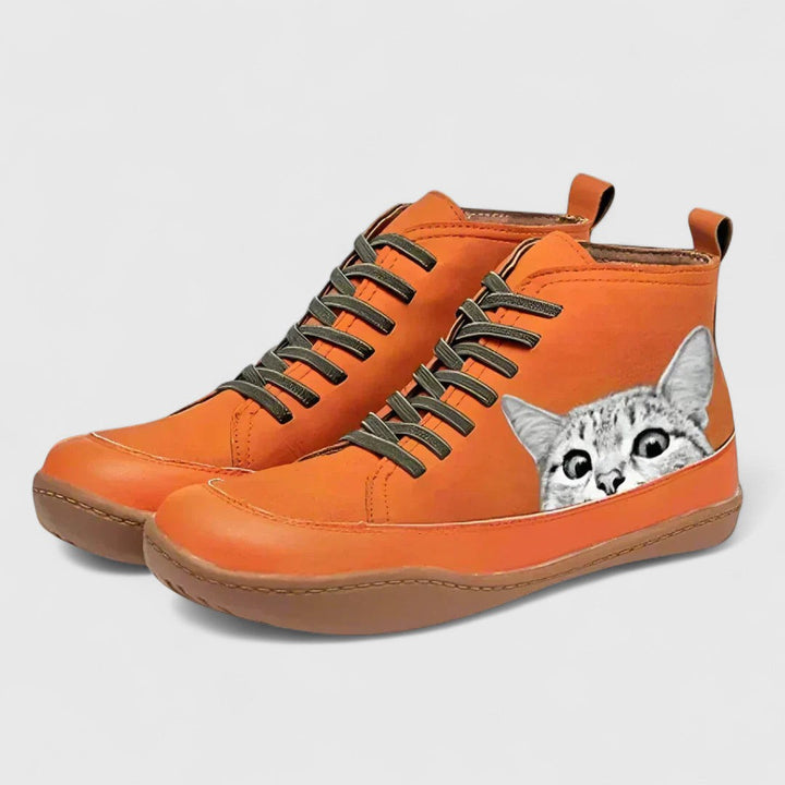 Lola Botines de cuero para amantes de los gatos