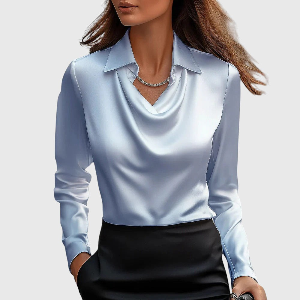 Silvia - Blusa con brillo luxuoso y cuello plisado