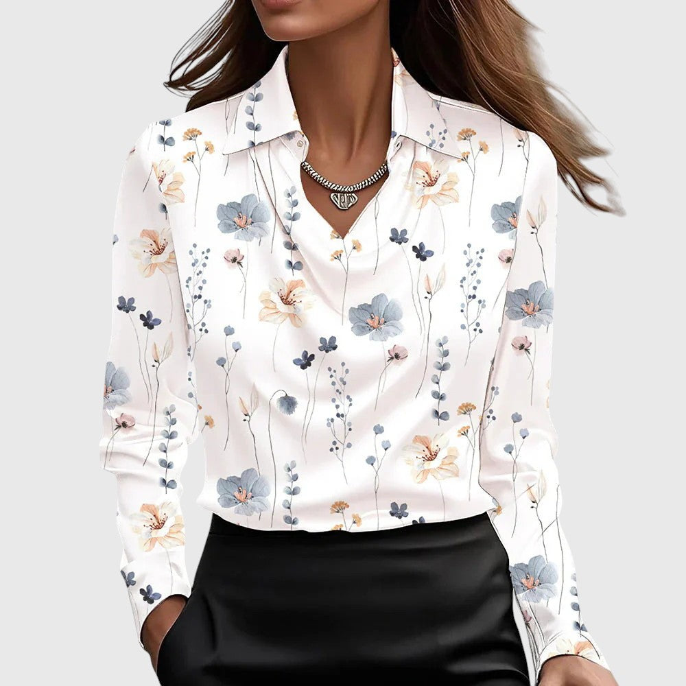 Silvia - Blusa con brillo luxuoso y cuello plisado