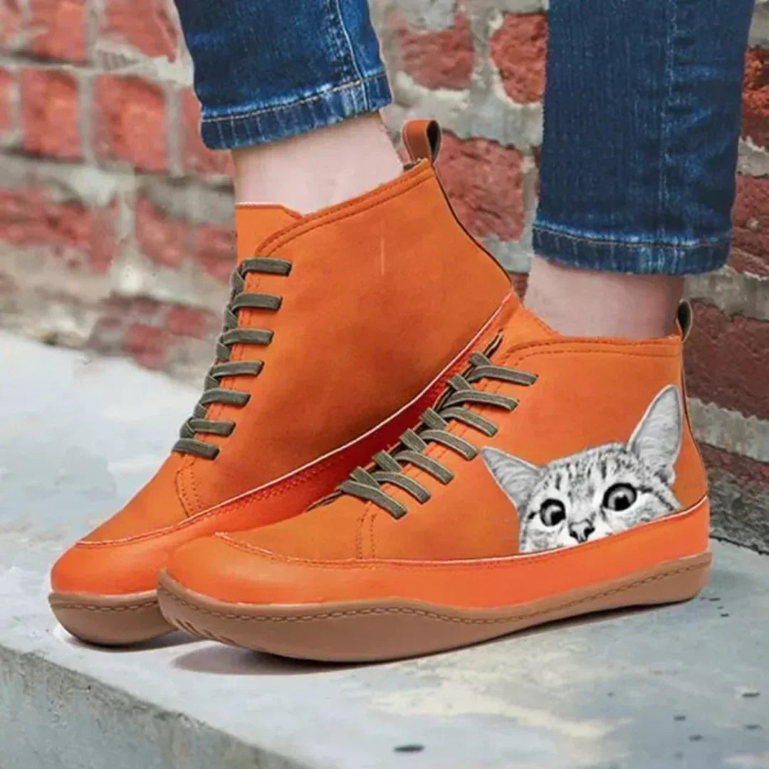 Lola Botines de cuero para amantes de los gatos