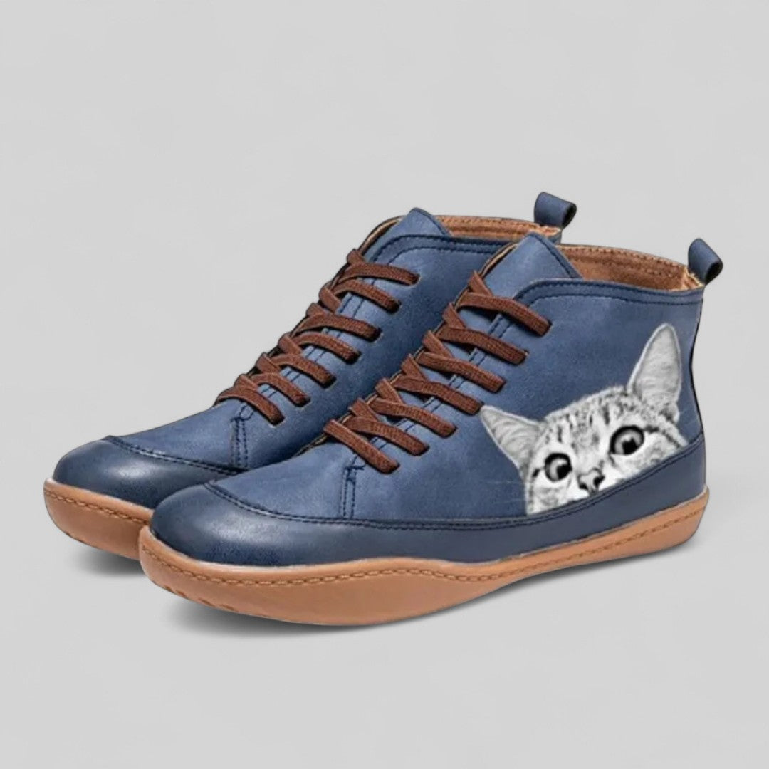 Lola Botines de cuero para amantes de los gatos