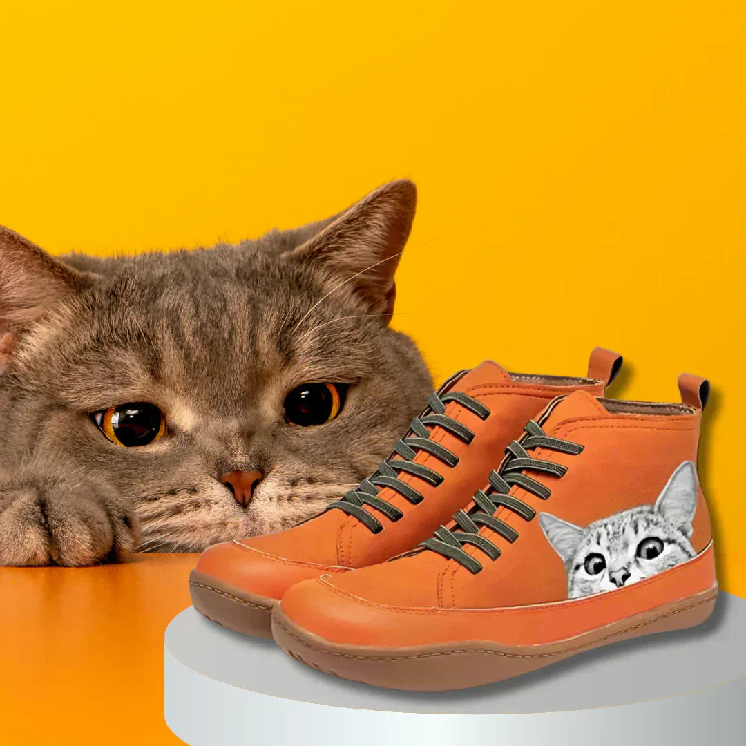 Lola Botines de cuero para amantes de los gatos