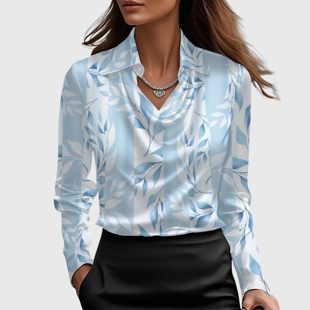 Silvia - Blusa con brillo luxuoso y cuello plisado