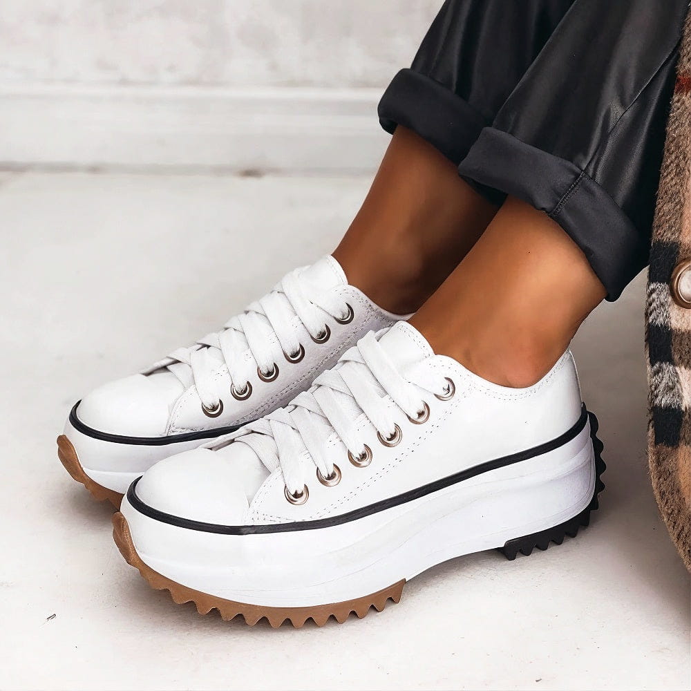 Elina Zapatos Cómodos Con Tacón Grueso Lona Estilo Urbano