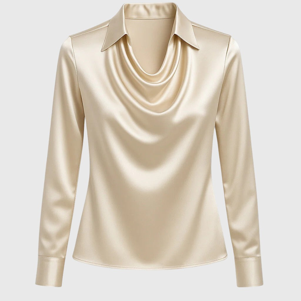 Silvia - Blusa con brillo luxuoso y cuello plisado