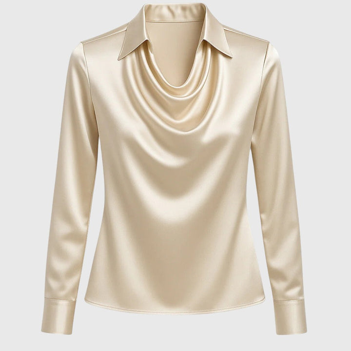 Silvia - Blusa con brillo luxuoso y cuello plisado