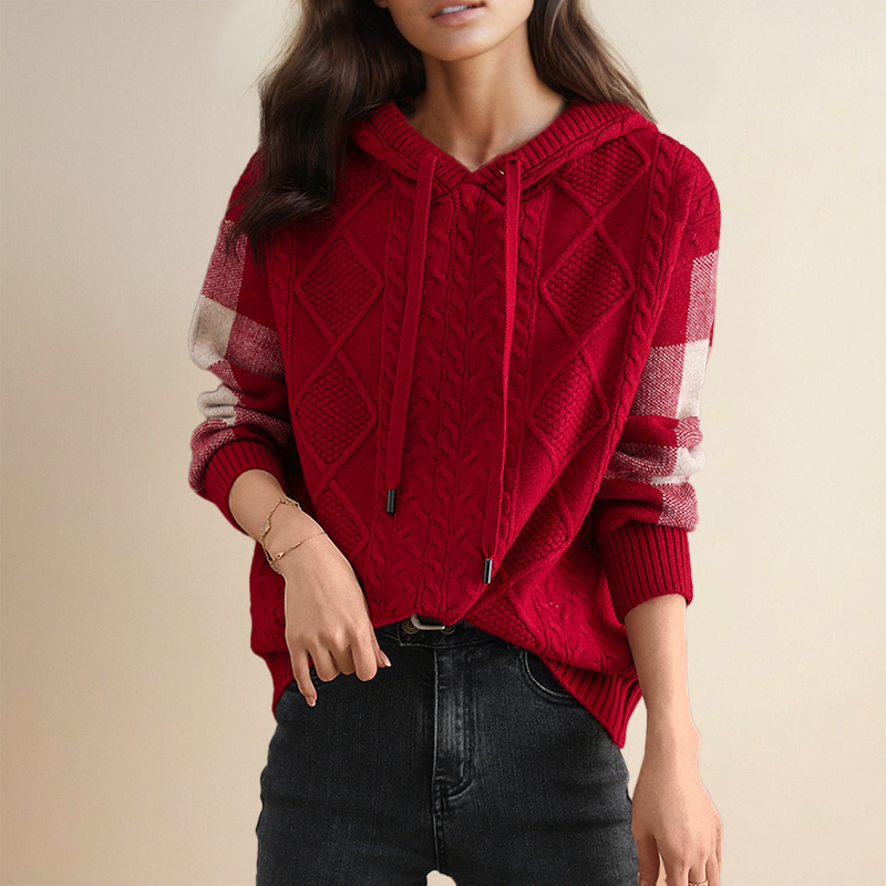 Emily | Sudadera con Capucha de Punto Cableado