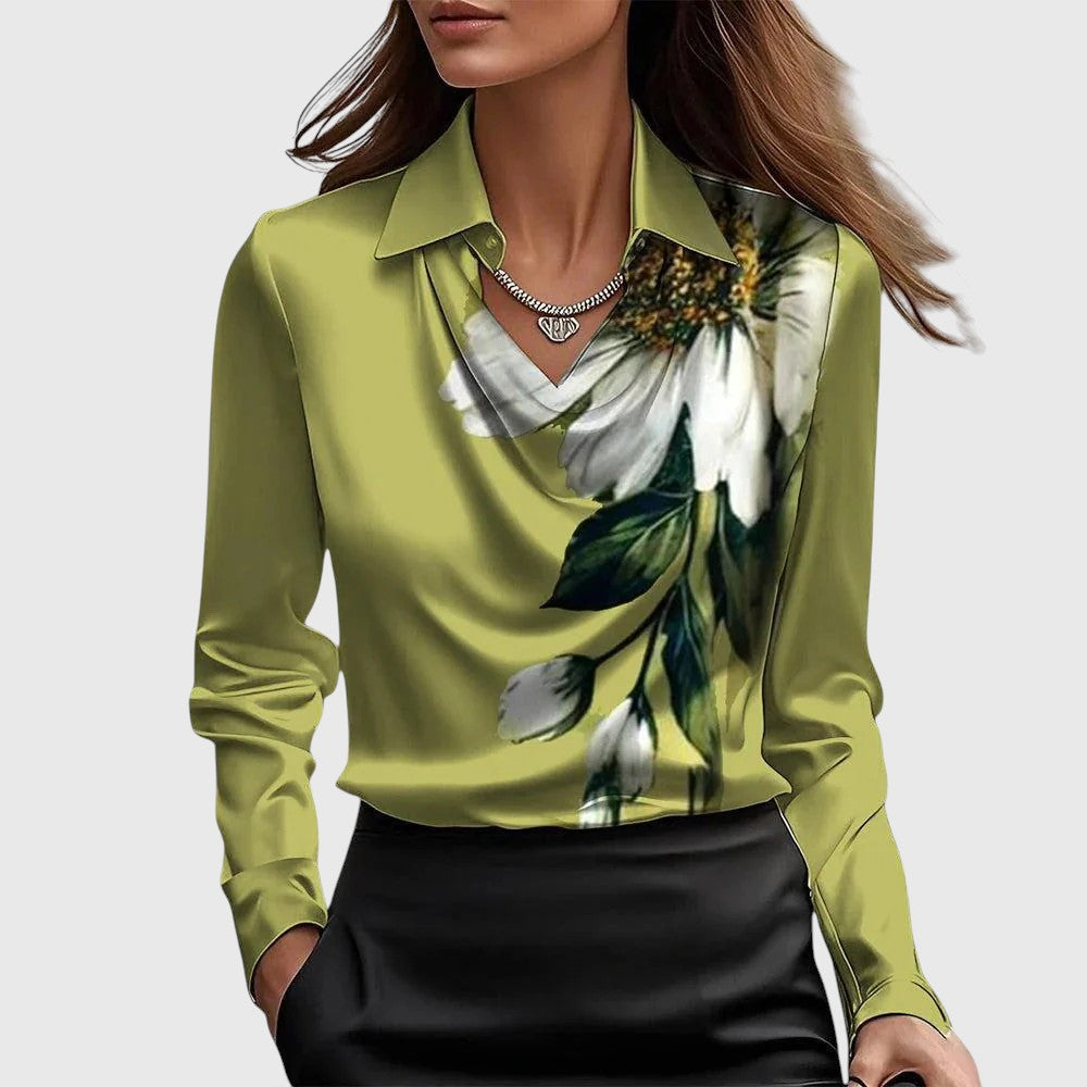 Silvia - Blusa con brillo luxuoso y cuello plisado