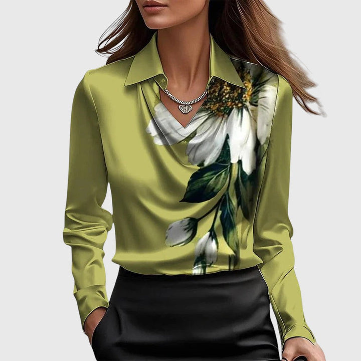 Silvia - Blusa con brillo luxuoso y cuello plisado
