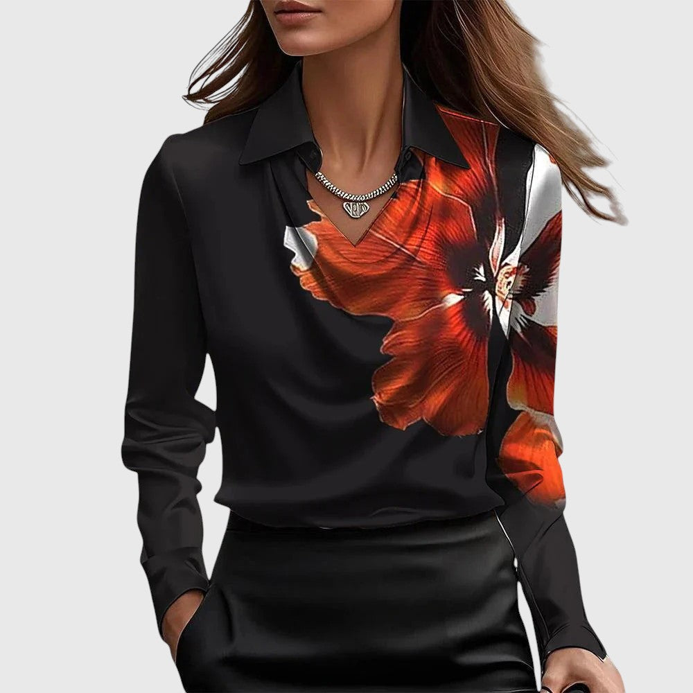 Silvia - Blusa con brillo luxuoso y cuello plisado